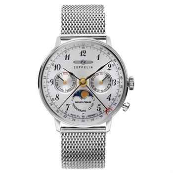 LZ129 Hindenburg Moonphase blank rustfristål Ronda 706B Dame ur fra Zeppelin, 7037M-1